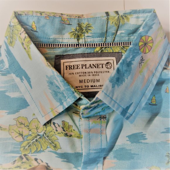 MEN'S Free Planet Size M Beach Theme Shirt - Picture 7 of 7
